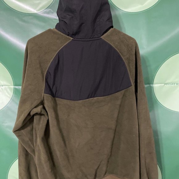 NIKE Women's full zip hooded microfleece jacket OLIVE/BLACK COLORBLOCK sz M-GUC - Picture 11 of 15